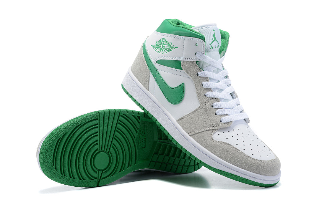 Sneakers, White Green Gray Colorway, Lace Up Design, Casual Gift for Sneaker Fans