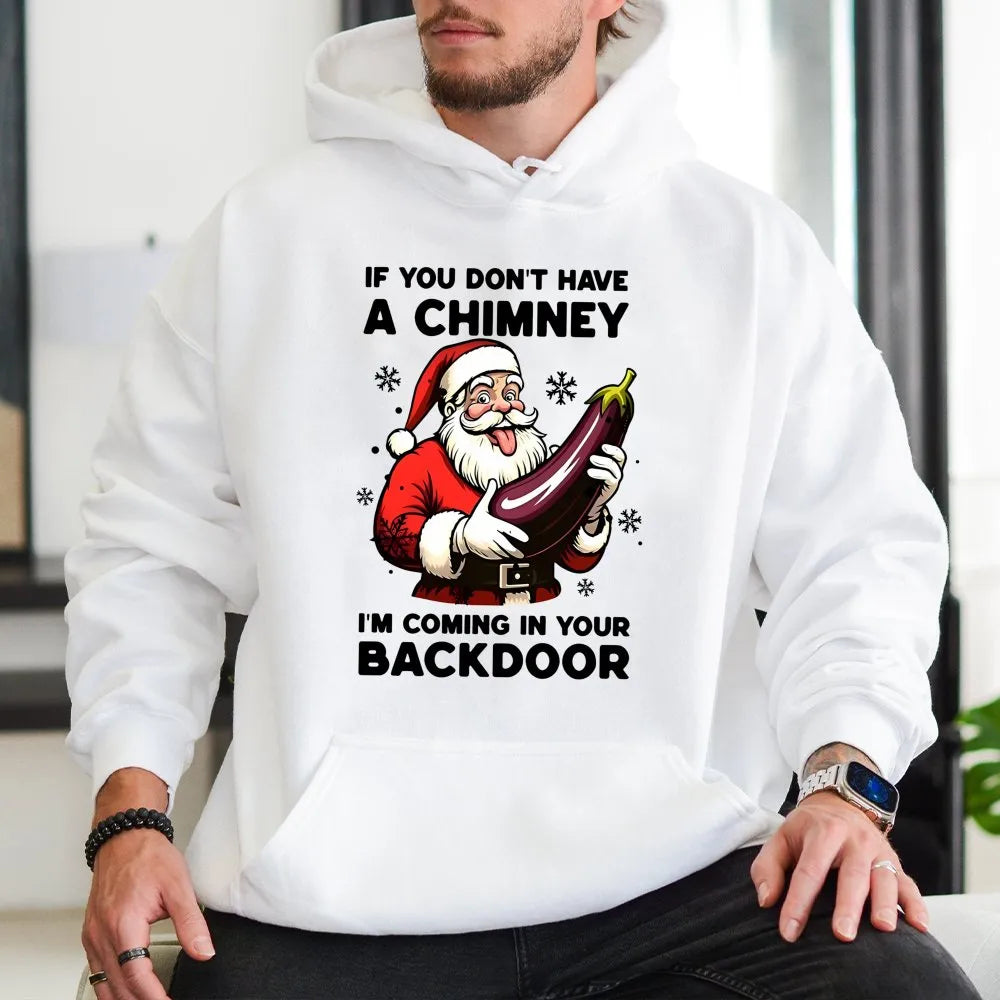 Dirty Christmas Eggplant Sweatshirt, Humorous Naughty Santa Hoodie, Hilarious Adult Gag Xmas Pullover Hoodie, Naughty Santa H
