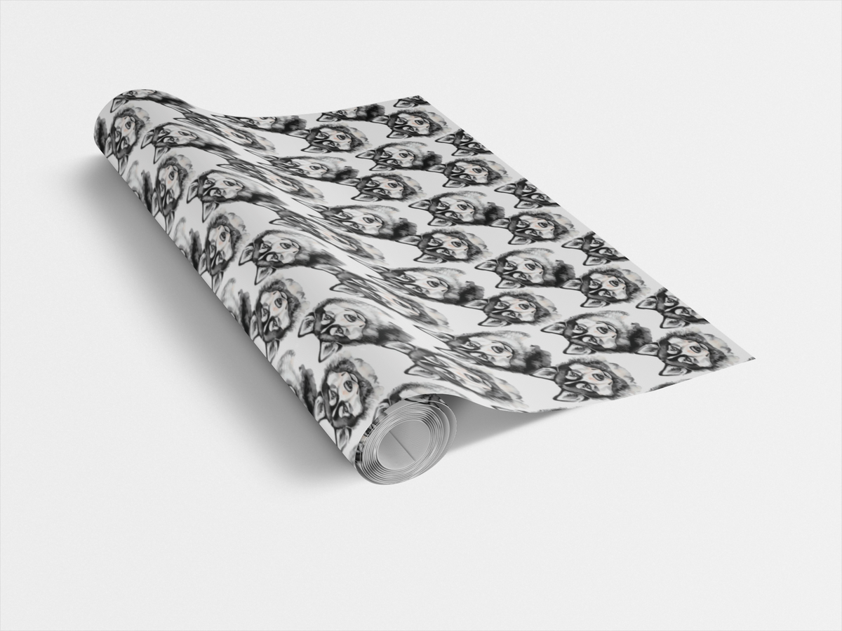 Watercolor Dog Gift Wrap, Siberian Husky Wrapping Paper, Winter Holiday Present Paper, Husky Lover Birthday Wrap, Christmas P