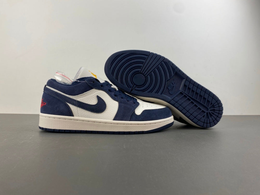 Low Top Sneakers, Blue White Colorway, Suede Footwear, Lace Up Design, Casual Gift for Sneaker Fans