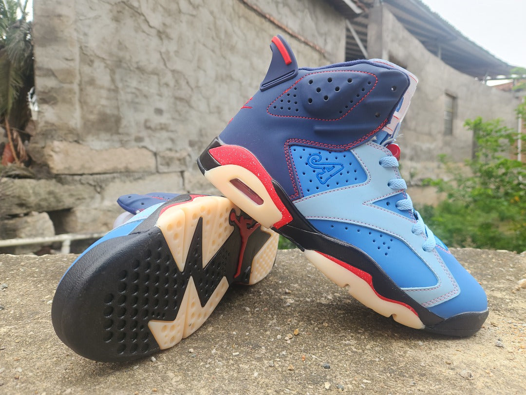 High Top Sneakers, Blue Red Colorway, Lace Up Design, Casual Gift for Sneaker Fans