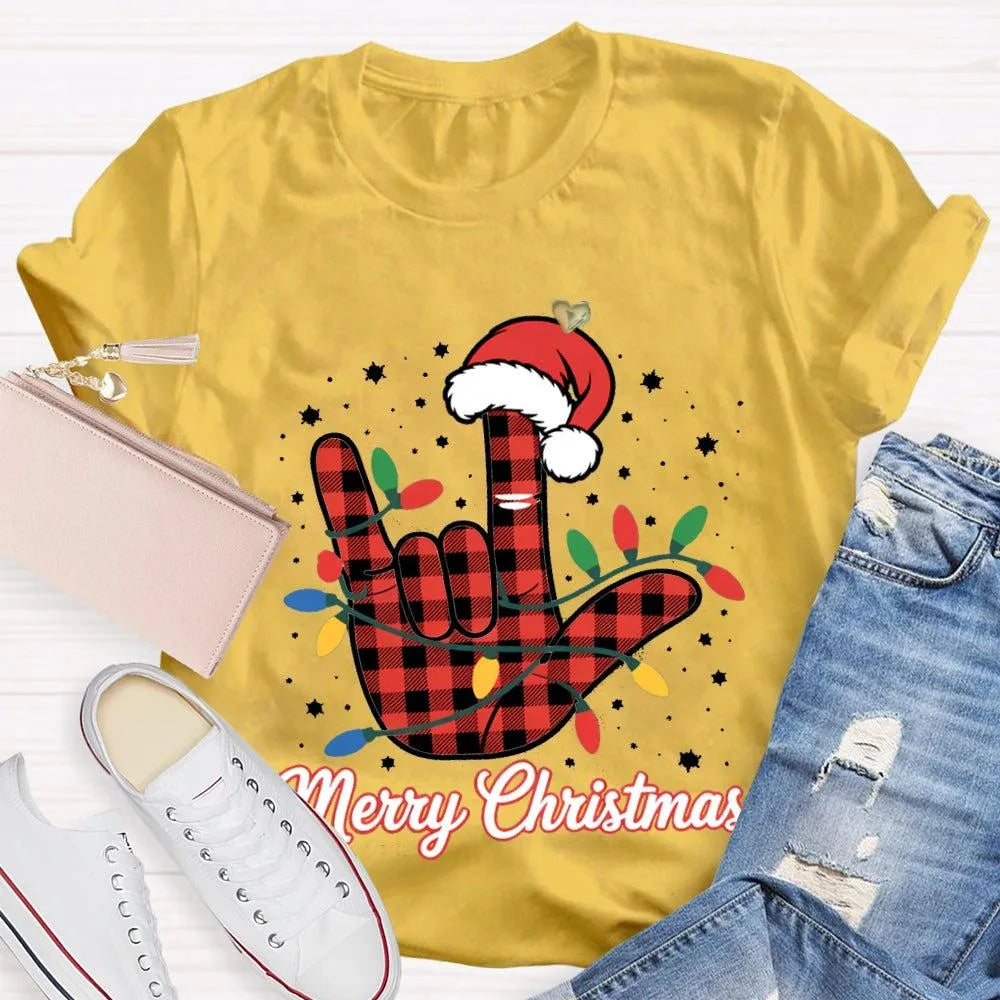 Festive Holiday Lights Shirt, Christmas Santa Hats and Lights T-Shirt, Adorable Xmas Graphic Tee, Comfy Winter Holiday Shirt,