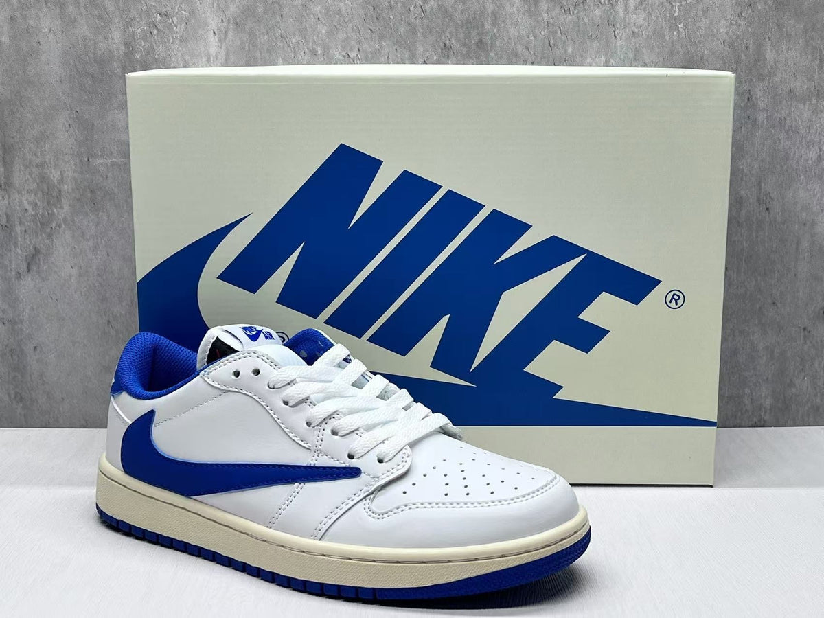 Low Top Sneakers, White Blue Colorway, Reverse Hook Design, Lace Up Design, Casual Gift for Sneaker Fans