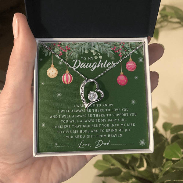 Dad to Daughter Necklace, To My Daughter Heart Necklace, Forever Love Pendant, Christmas Daughter Necklace, Sentimental Keeps
