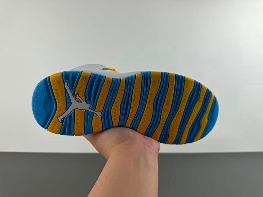 High Top Sneakers, White Blue Yellow Colorway, Leather Footwear, Lace Up Design, Casual Gift for Sneaker Fans