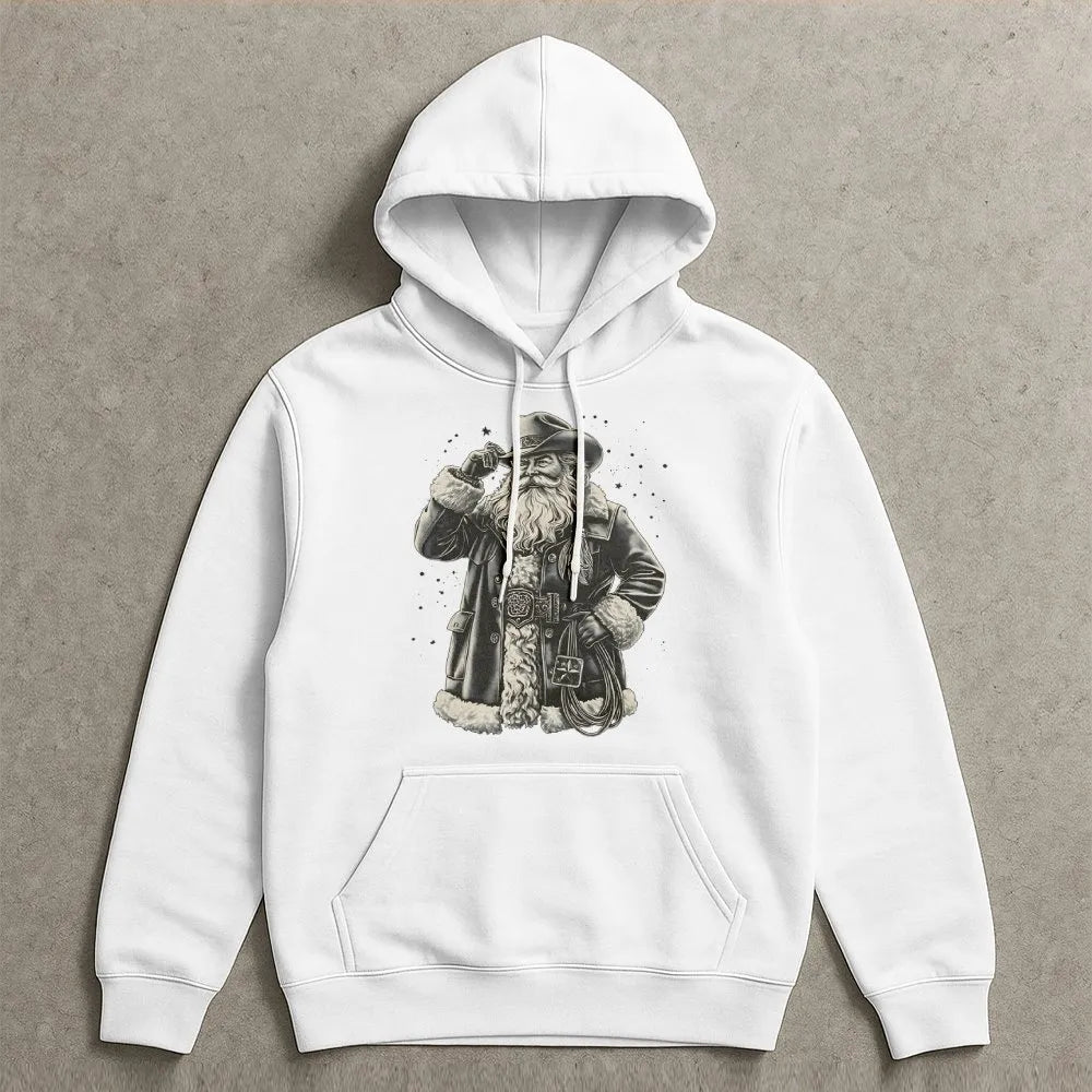 Western Christmas Lasso Hoodie, Cowboy Santa Hoodie, Retro Cowboy Christmas Sweatshirt, Country Santa Graphic Hooded Sweater,