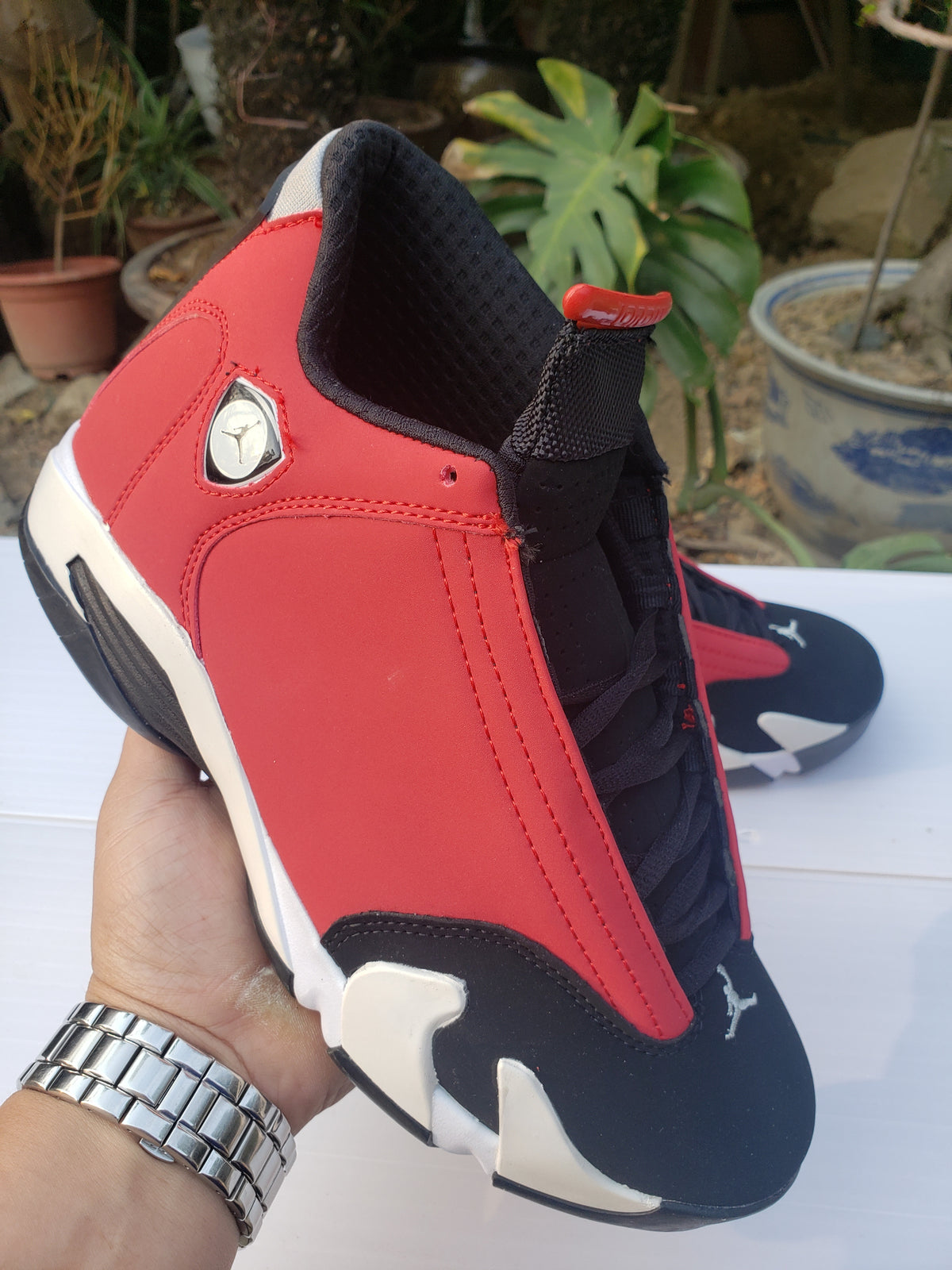 Sneakers, White Black Red Colorway, Lace Up Design, Casual Gift for Sneaker Fans