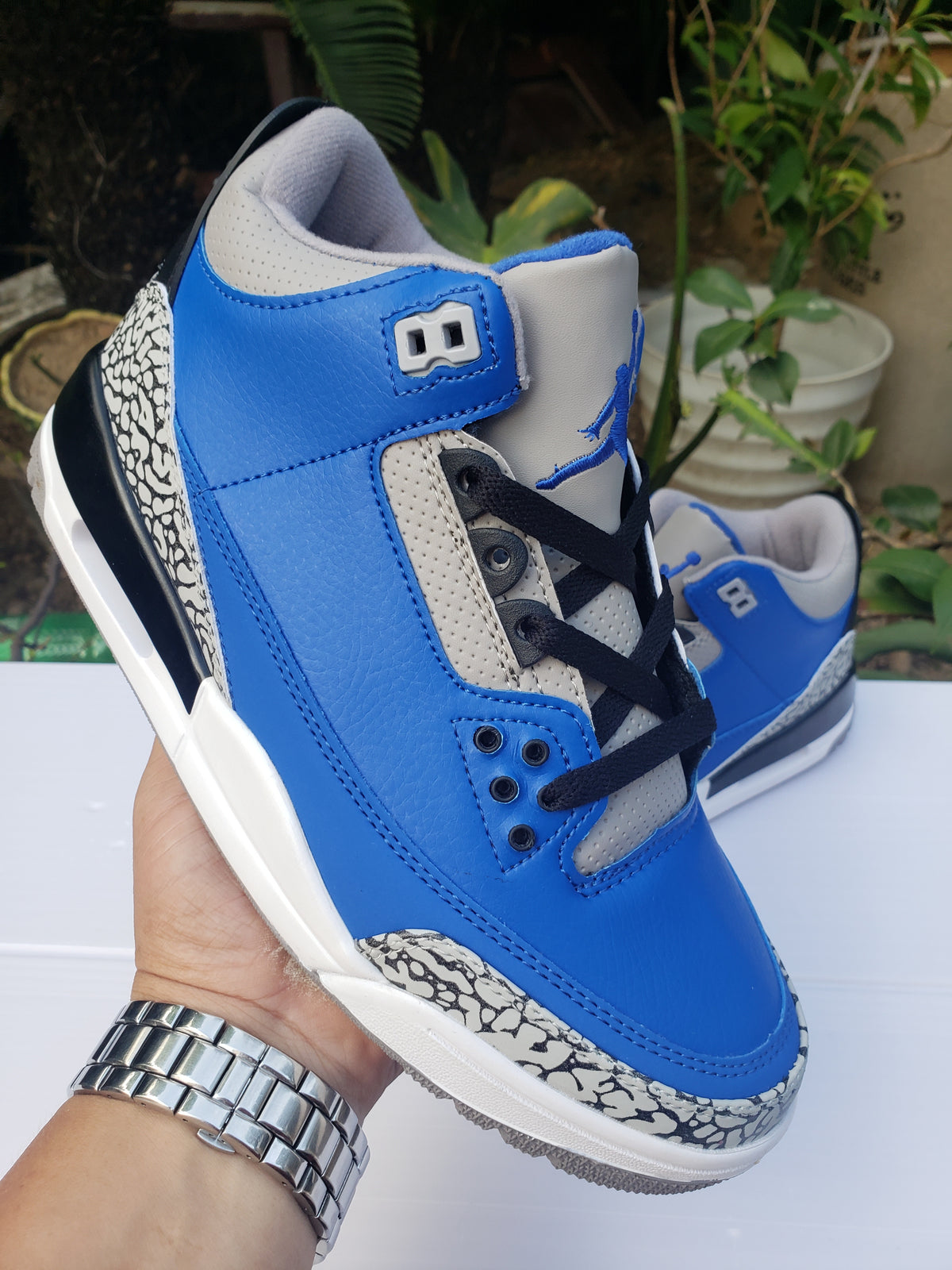 Low Top Sneakers, Blue Black Colorway, Lace Up Design, Casual Gift for Sneaker Fans
