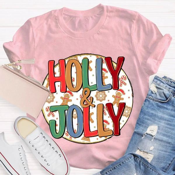 Festive Holiday Graphic T-Shirt, Holly and Jolly Christmas Shirt, Retro Merry Christmas Tee, Adorable Winter Holiday Shirt, U