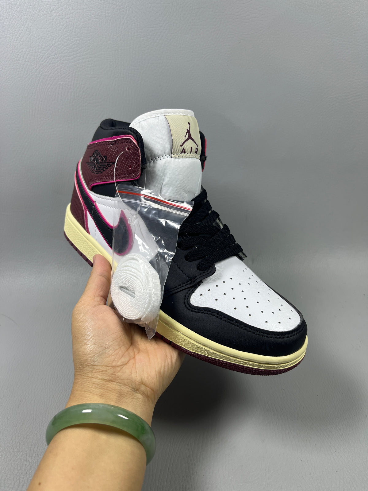 High Top Sneakers, White Black Brown Colorway, Lace Up Design, Casual Gift for Sneaker Fans