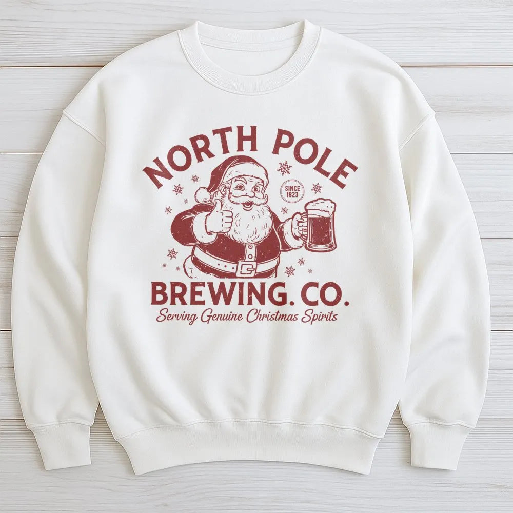 Vintage Santa Claus Beer Brewing Crewneck, North Pole Brewing Co Sweatshirt, Humorous Christmas Holiday Pullover, Xmas Beer L