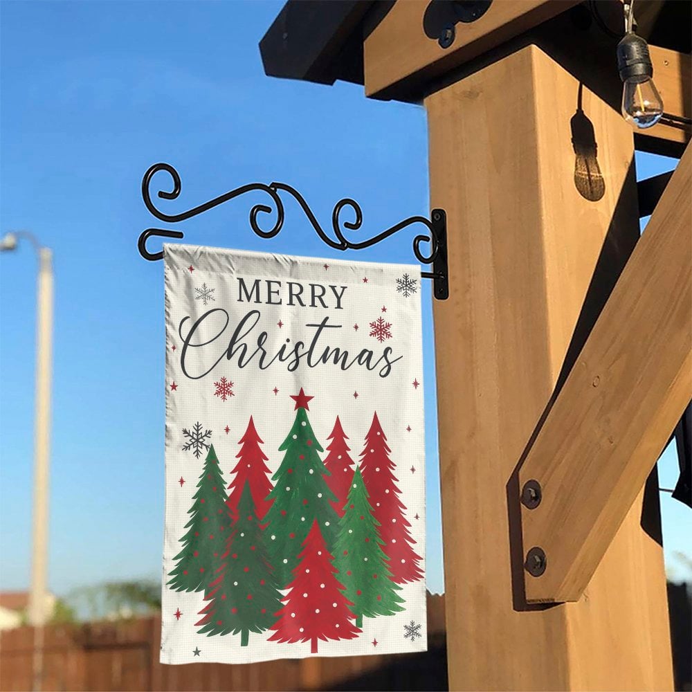 Festive Holiday Yard Flag, Merry Christmas Trees Garden Flag, Winter Porch Lawn Flag, Outdoor Christmas Flag Decor, Seasonal 