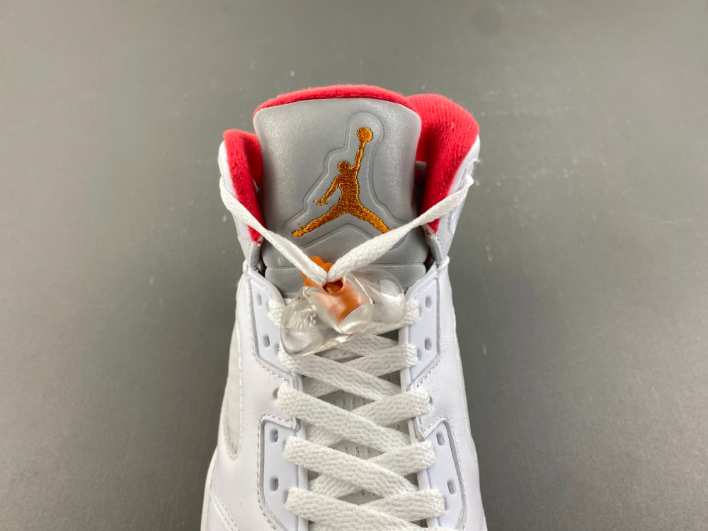 Retro High Top Sneakers, White Orange Colorway, Lace Up Design, Casual Gift for Sneaker Fans