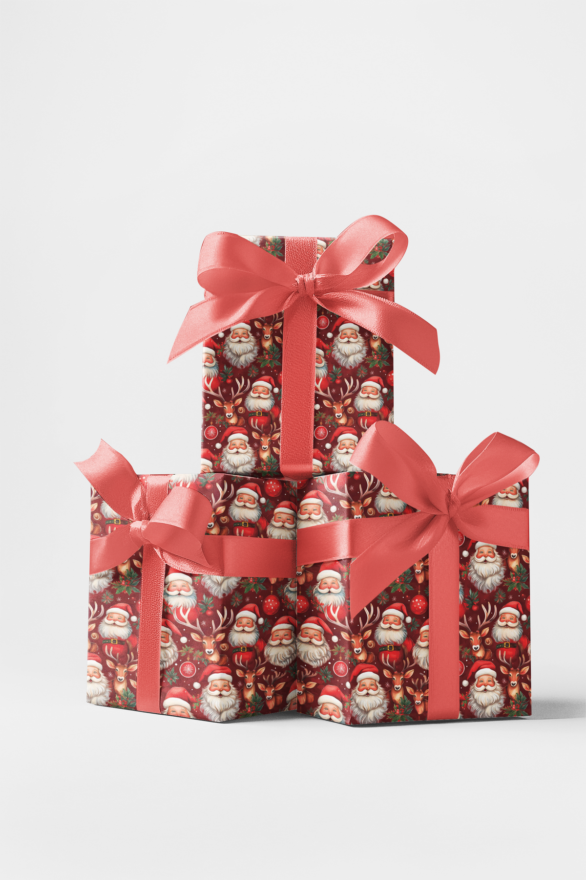 Holiday Hoopla Gift Wrap, Santa and Reindeer Wrapping Paper, Adorable Christmas Wrapping Paper, Santa Gift Wrap Roll, Festive