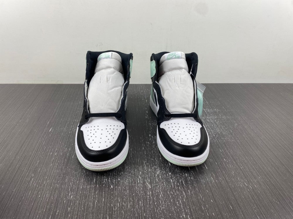 Retro High Top Sneakers, Mint Green Black Colorway, Lace Up Design, Casual Gift for Sneaker Fans