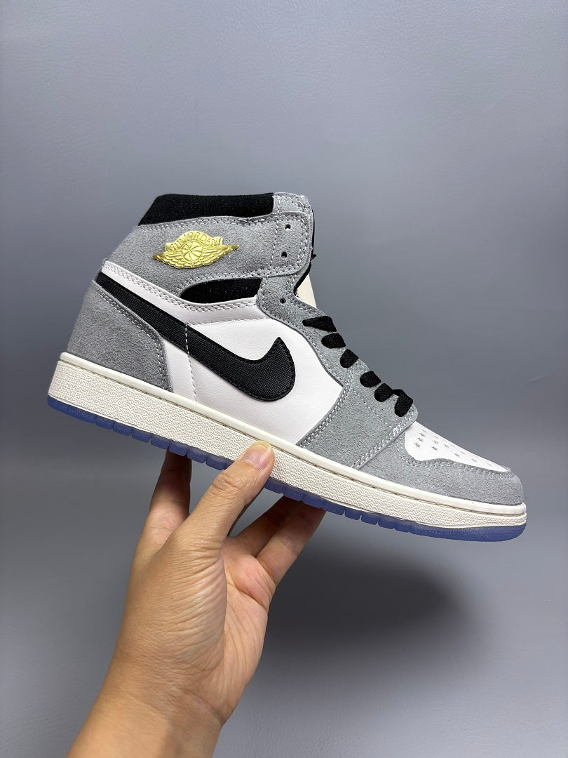 High Top Sneakers, Gray Colorway, Lace Up Design, Casual Gift for Sneaker Fans