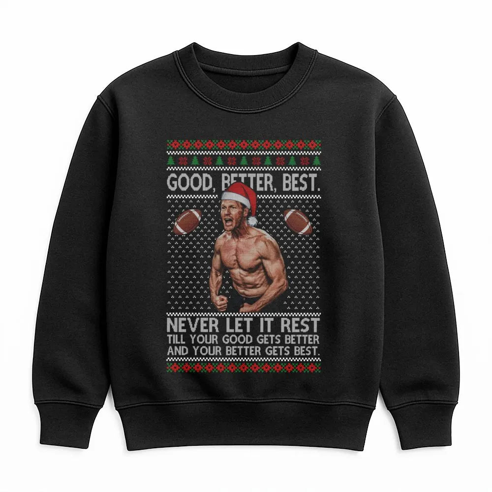 Humorous Holiday Football Crewneck, Football Player Ugly Christmas Sweatshirt, Motivational Quote Football Pullover, Sports F