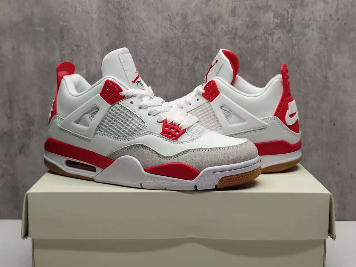 Mid Top Sneakers, Red Colorway, Lace Up Design, Casual Gift for Sneaker Fans