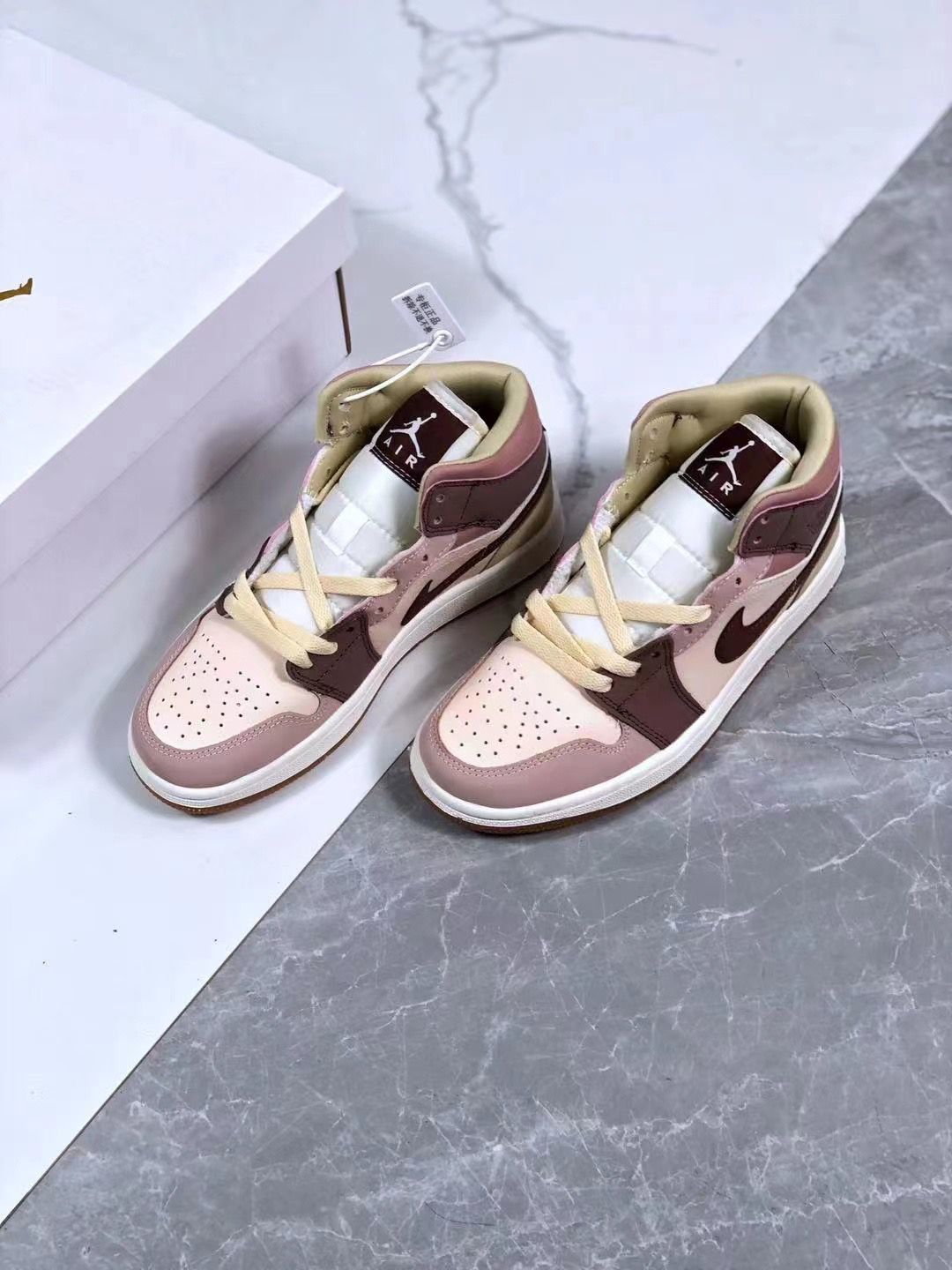 Sneakers, Brown Cream Colorway, Lace Up Design, Casual Gift for Sneaker Fans