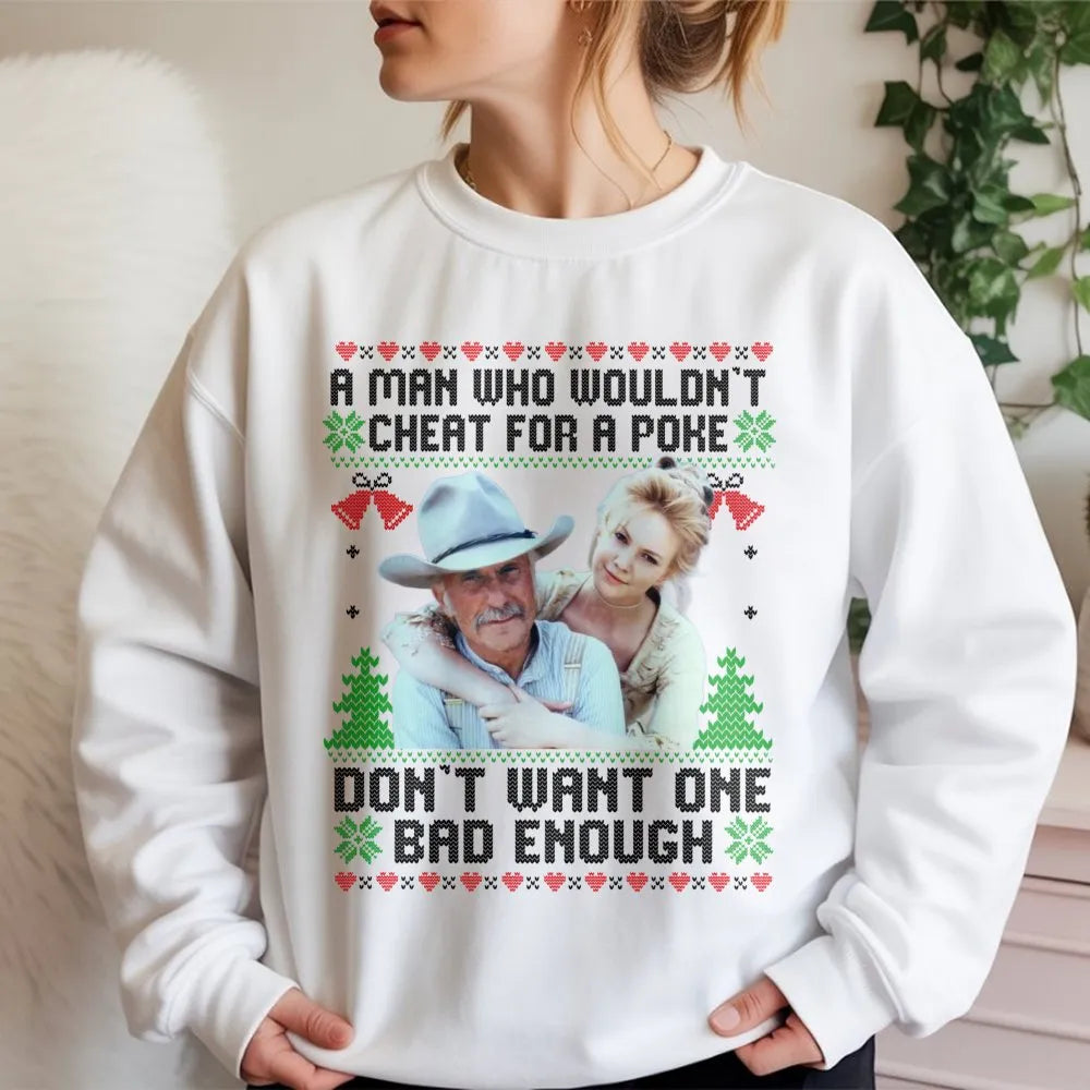 Western Ugly Christmas Sweater, Humorous Cowboy Christmas Sweatshirt, Rodeo Holiday Crewneck, Rancher Xmas Pullover, Country 