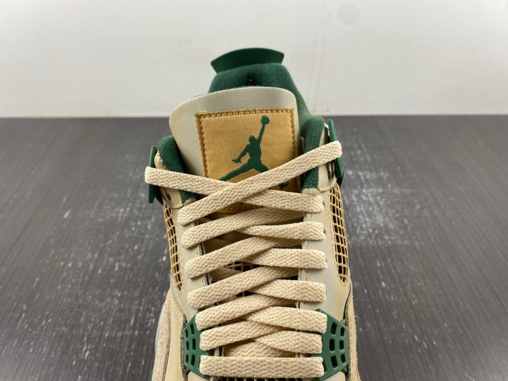 Distressed Sneakers, White Green Colorway, Lace Up Design, Distressed Finish, Casual Gift for Sneaker Fans