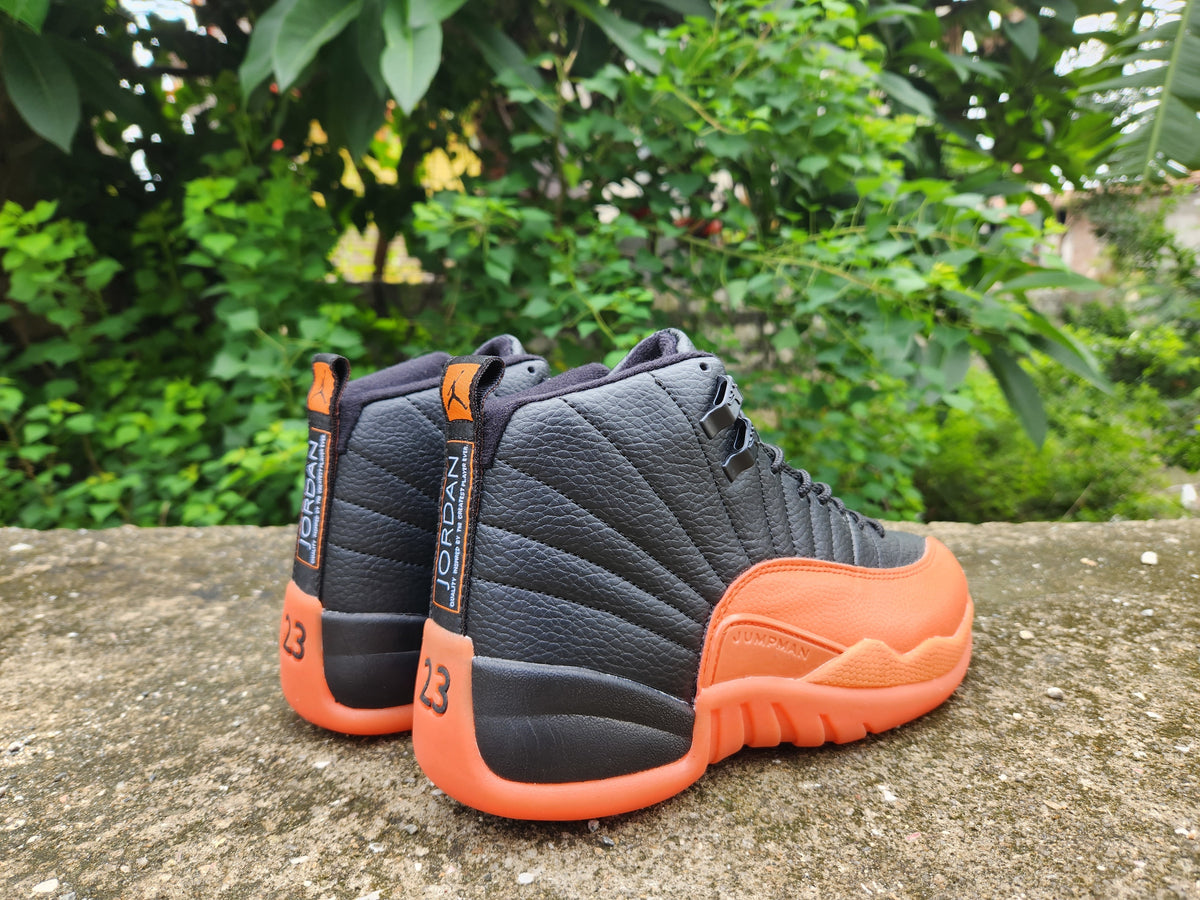 Sneakers, Black Orange Colorway, Lace Up Design, Casual Gift for Sneaker Fans