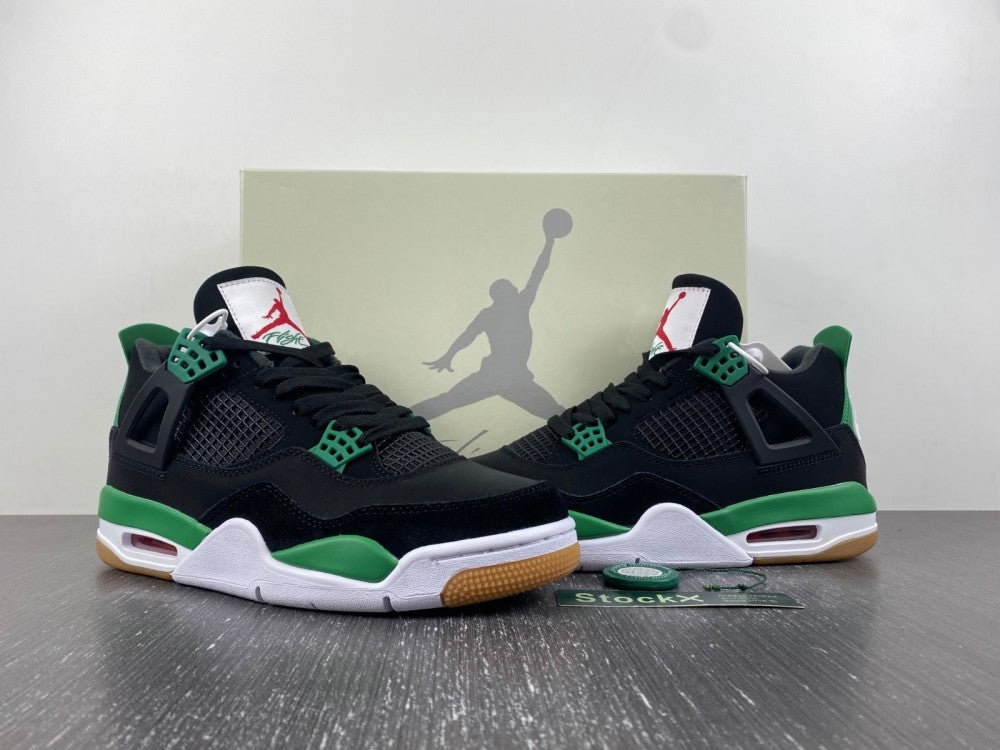 Sneakers, Black Green Colorway, Leather Footwear, Lace Up Design, Casual Gift for Sneaker Fans