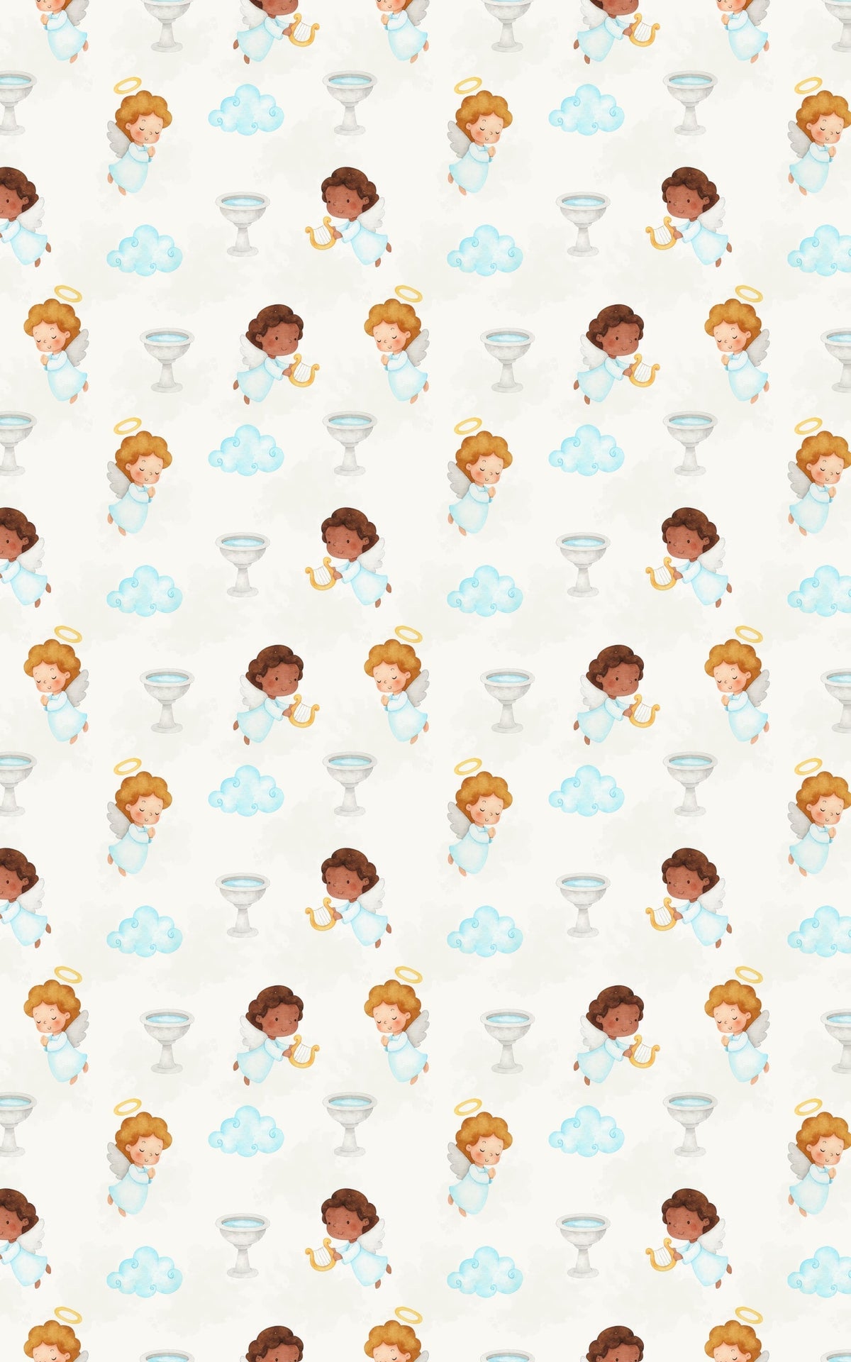 Cloudlight Blessings Gift Wrap, Celestial Angel Wrapping Paper, Angel Holiday Wrapping Paper, Baptism Christmas Gift Wrap Rol