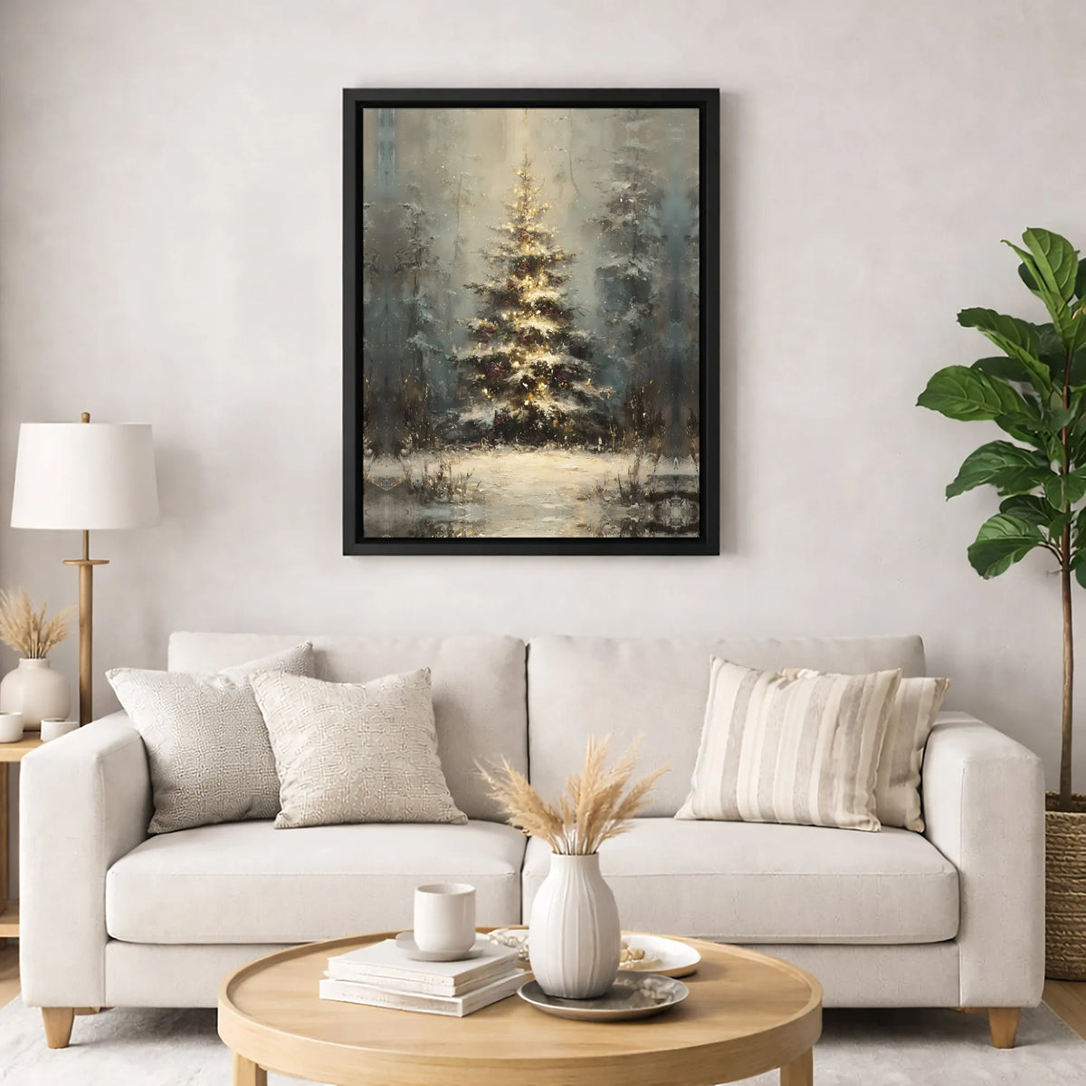 Snowy Winter Forest Canvas Art, Impressionist Christmas Tree Canvas Print, Holiday Pine Tree Canvas Decor, Rustic Winter Wall