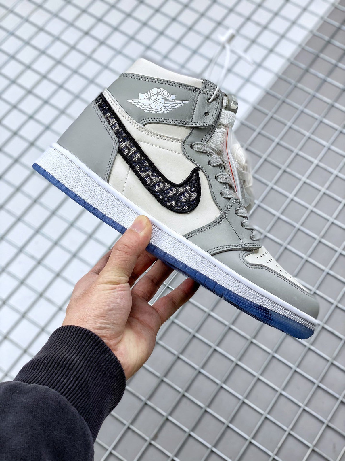 High Top Sneakers, Gray White Colorway, Lace Up Design, Casual Gift for Sneaker Fans
