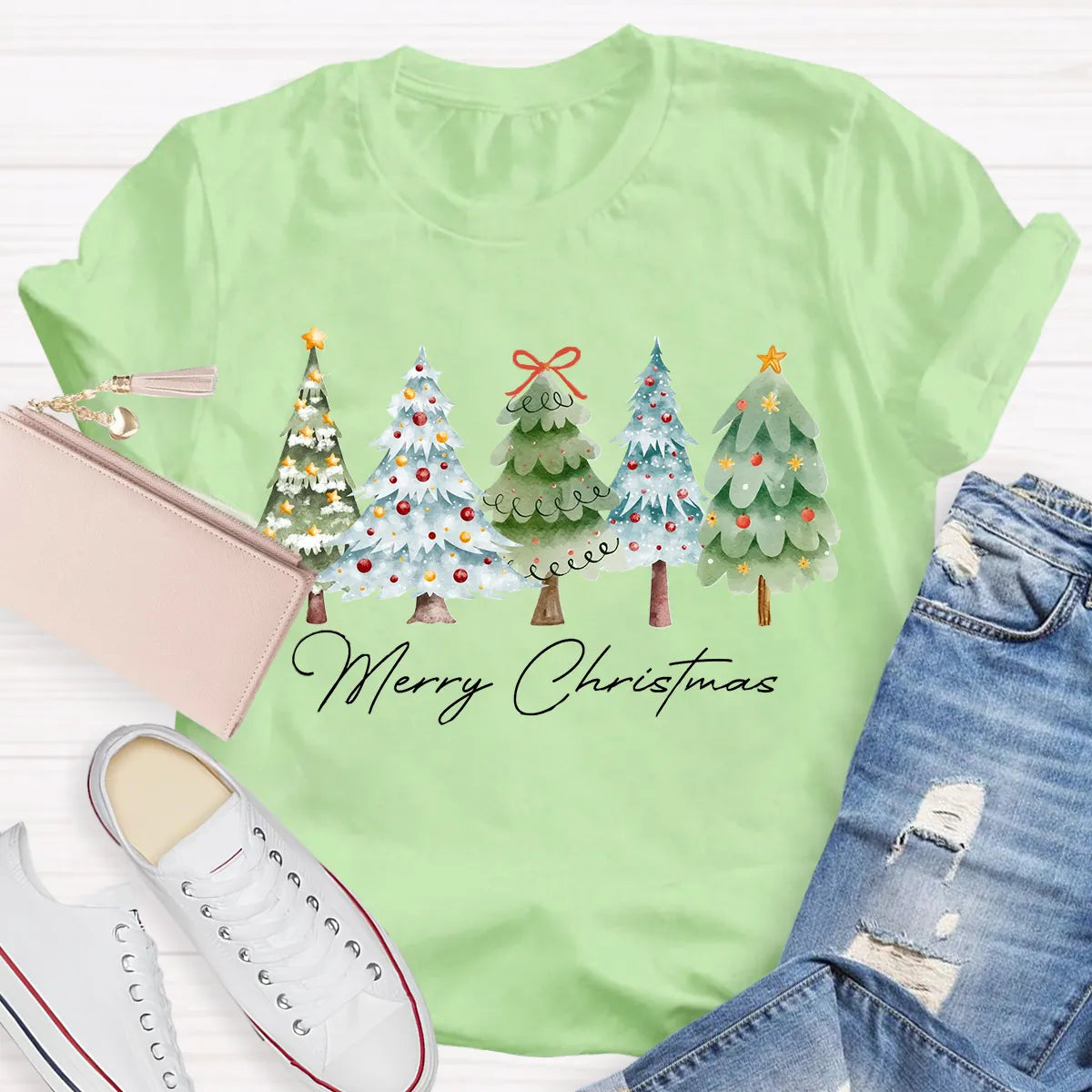 Festive Christmas Tree Shirt, Merry Christmas Tree T-Shirt, Retro Holiday Graphic Tee, Winter Xmas Pullover Tee, Christmas Pr