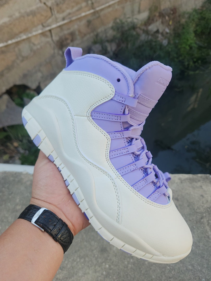 High Top Sneakers, White Purple Colorway, Lace Up Design, Casual Gift for Sneaker Fans