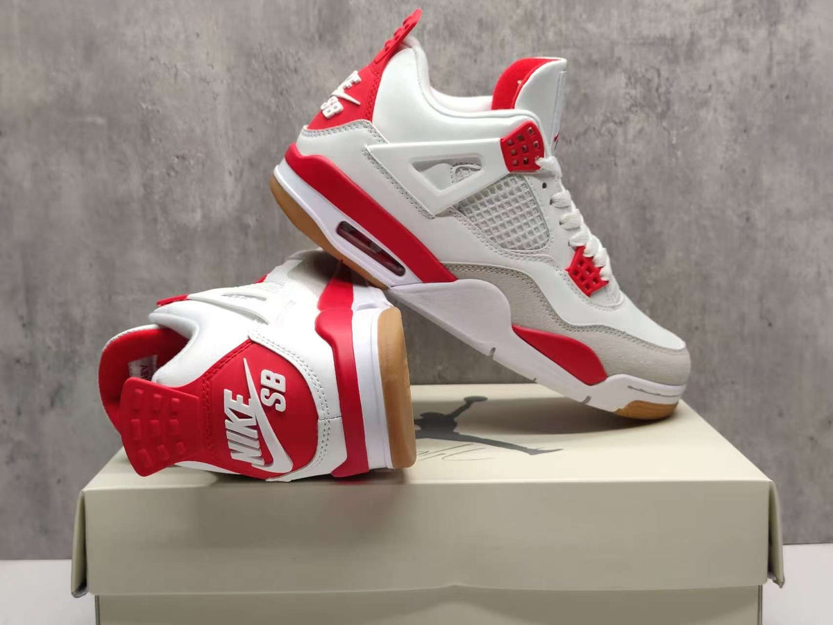 Mid Top Sneakers, Red Colorway, Lace Up Design, Casual Gift for Sneaker Fans