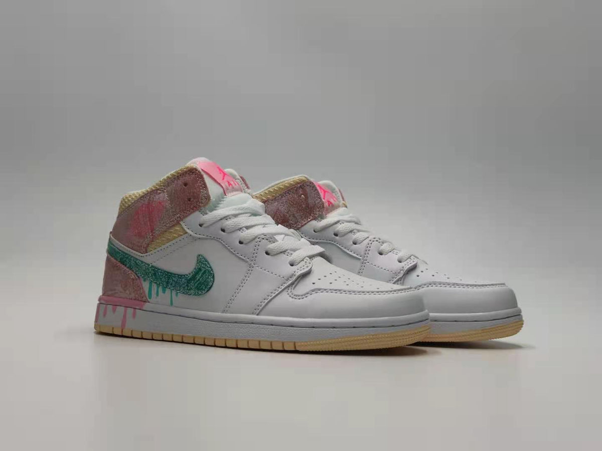 Sneakers, White Pastel Colorway, Lace Up Design, Casual Gift for Sneaker Fans
