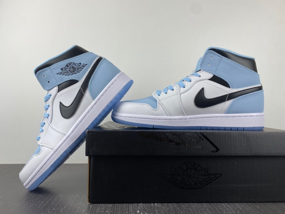Mid Top Sneakers, Blue White Black Colorway, Lace Up Design, Casual Gift for Sneaker Fans
