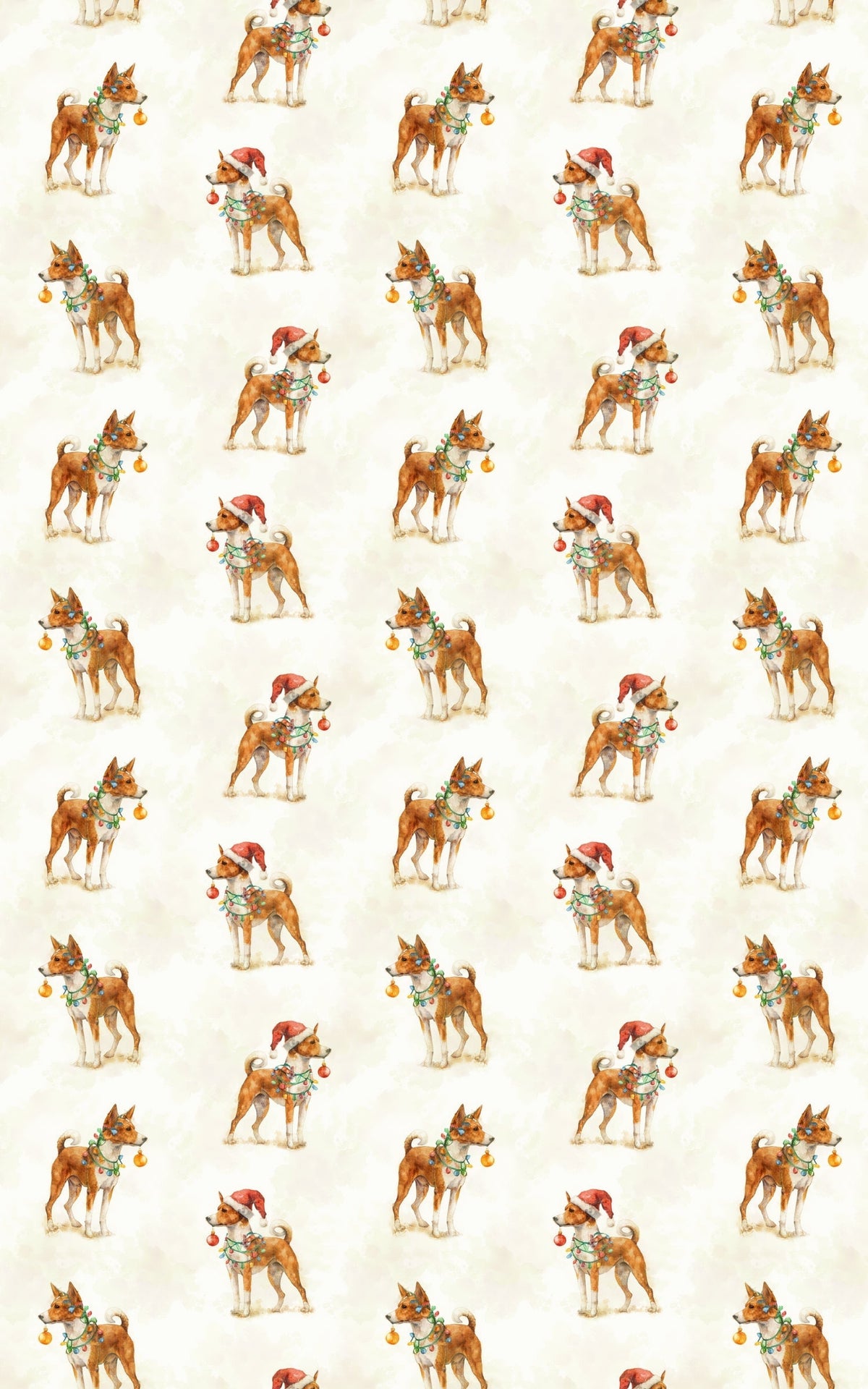 Santa Hat Dog Wrapping Paper, Basenji Christmas Wrapping Paper, Festive Basenji Gift Wrap, Holiday Dog Lover Wrapping Paper R