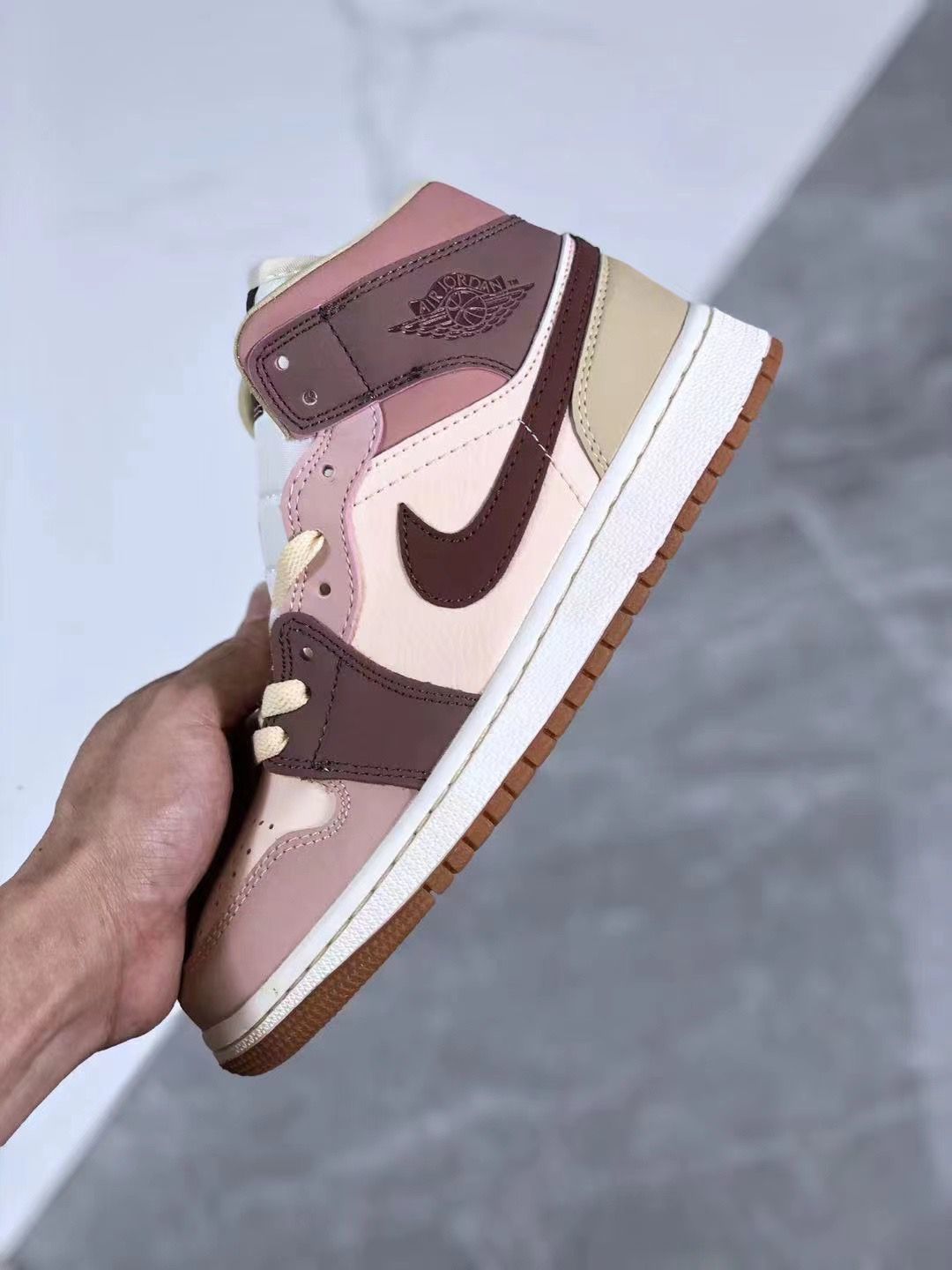 Sneakers, Brown Cream Colorway, Lace Up Design, Casual Gift for Sneaker Fans