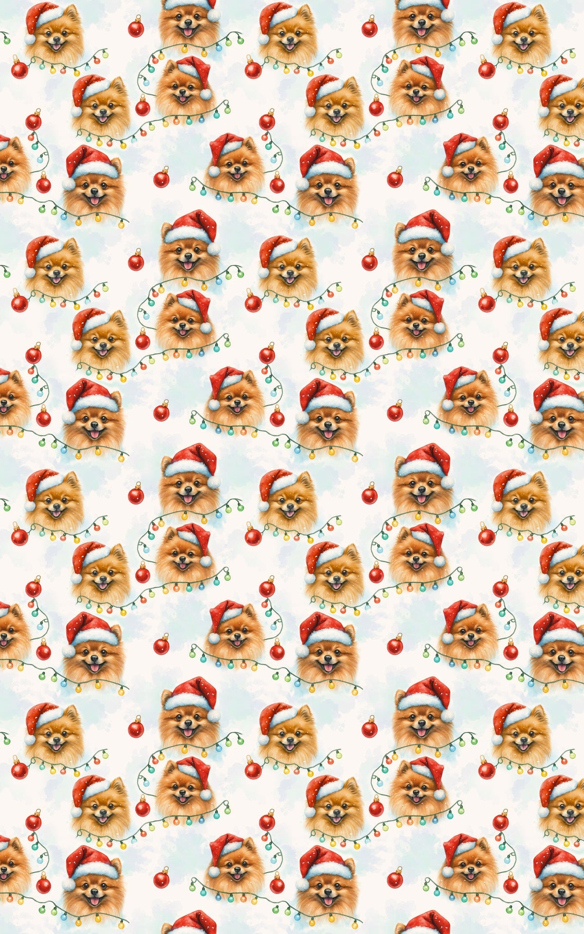 Adorable Santa Dog Gift Wrap, Pomeranian Christmas Wrapping Paper, Festive Puppy Wrapping Paper, Holiday Pet Lover Gift Wrap,