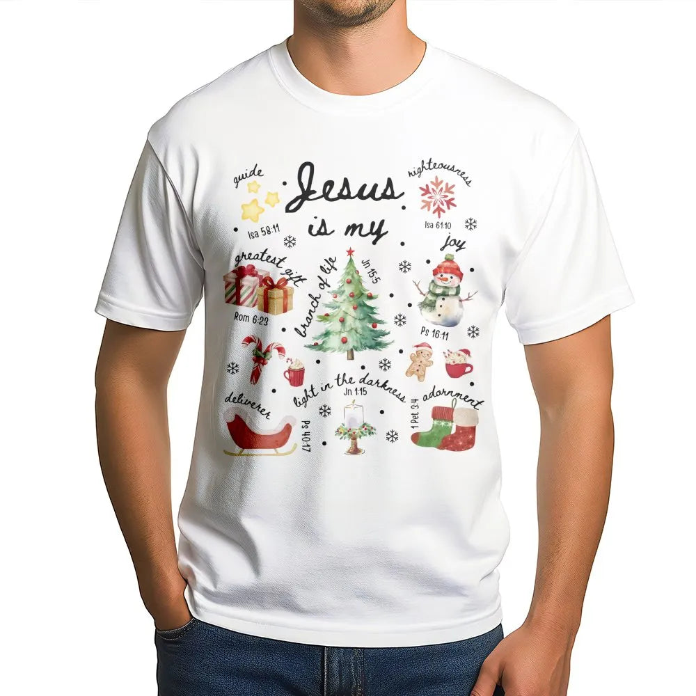 Christian Christmas Shirt, Jesus Is My Greatest Present T-Shirt, Bible Verse Tree Graphic Tee, Faith Holiday T-Shirt, Religio
