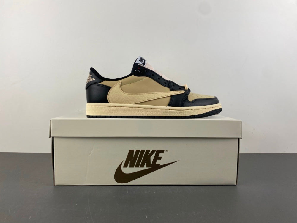 Low Top Sneakers, Khaki Black Colorway, Leather Footwear, Reverse Hook Design, Lace Up Design, Casual Gift for Sneaker Fans