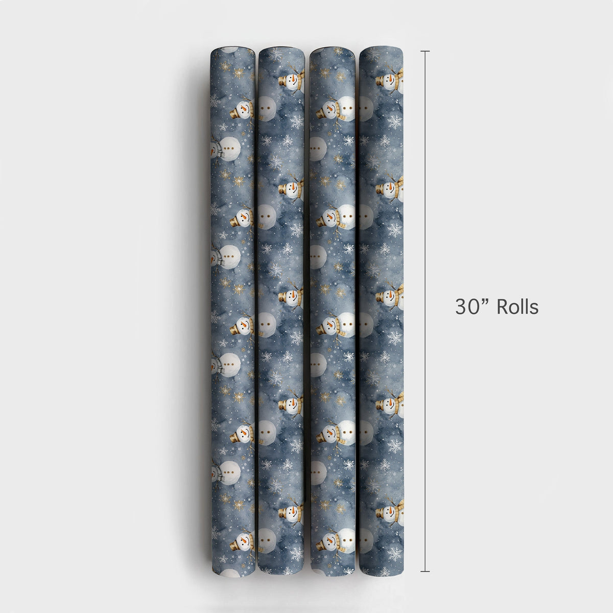 Gold Snowflake Gift Wrap, Watercolor Snowman Wrapping Paper, Dusky Blue Christmas Wrapping Paper, Winter Holiday Gift Wrap, X