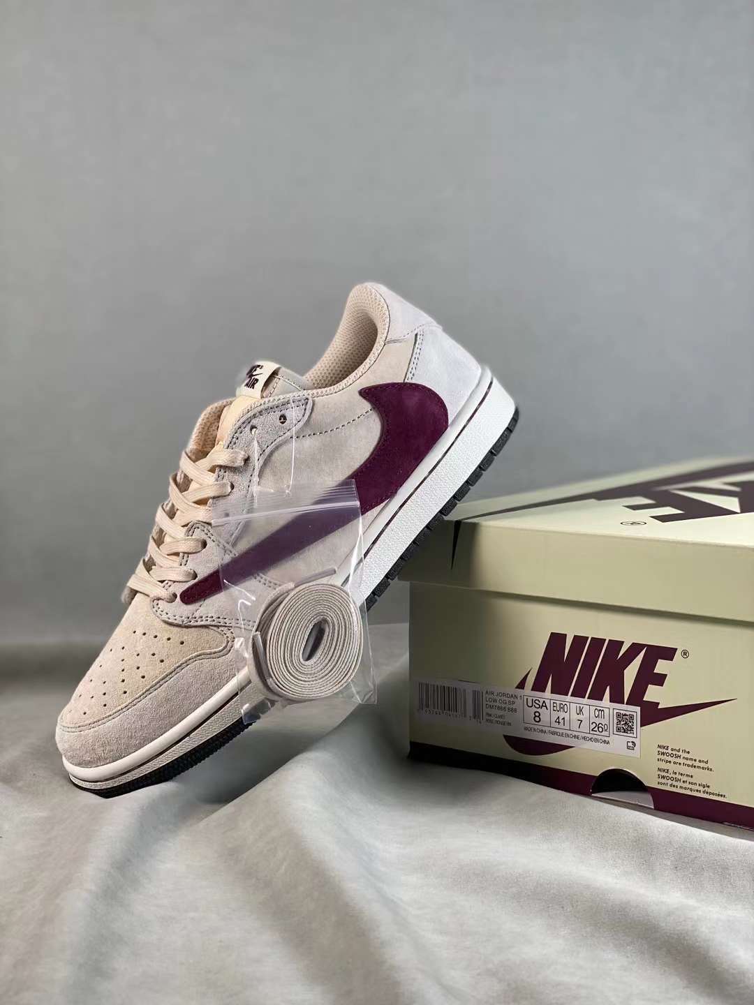 Basketball Shoes, White Burgundy Colorway, Reverse Hook Design, Lace Up Design, Casual Gift for Shoe Lovers