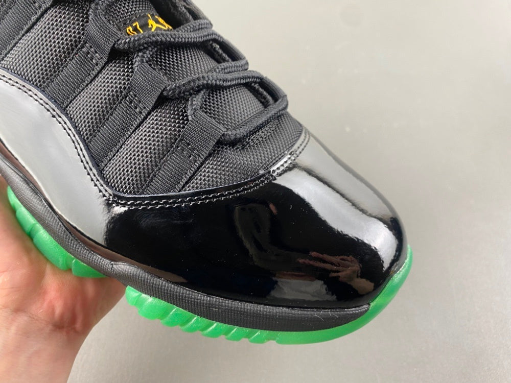 Low Top Sneakers, Black Green Yellow Colorway, Lace Up Design, Casual Gift for Sneaker Fans