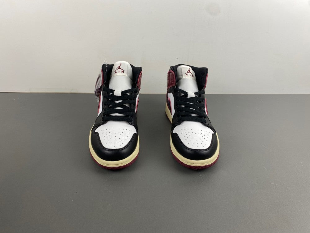 Mid Top Sneakers, Burgundy White Black Colorway, Lace Up Design, Casual Gift for Sneaker Fans