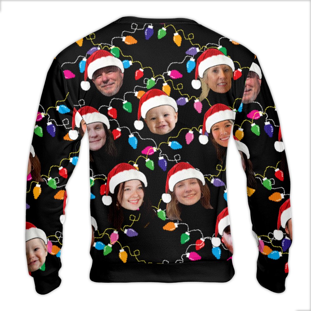 Personalized Photo Ugly Sweater, Custom Face Ugly Christmas Sweater, Holiday Lights Family Sweater, Humorous Matching Xmas Sw