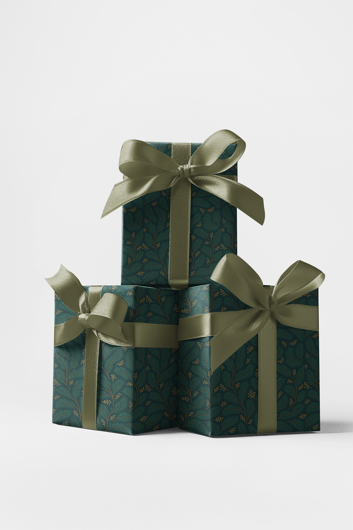 Botanical Pine Needle Gift Wrap, Evergreen Pine Wrapping Paper, Christmas Tree Branch Gift Wrapping Paper, Winter Holiday Pre