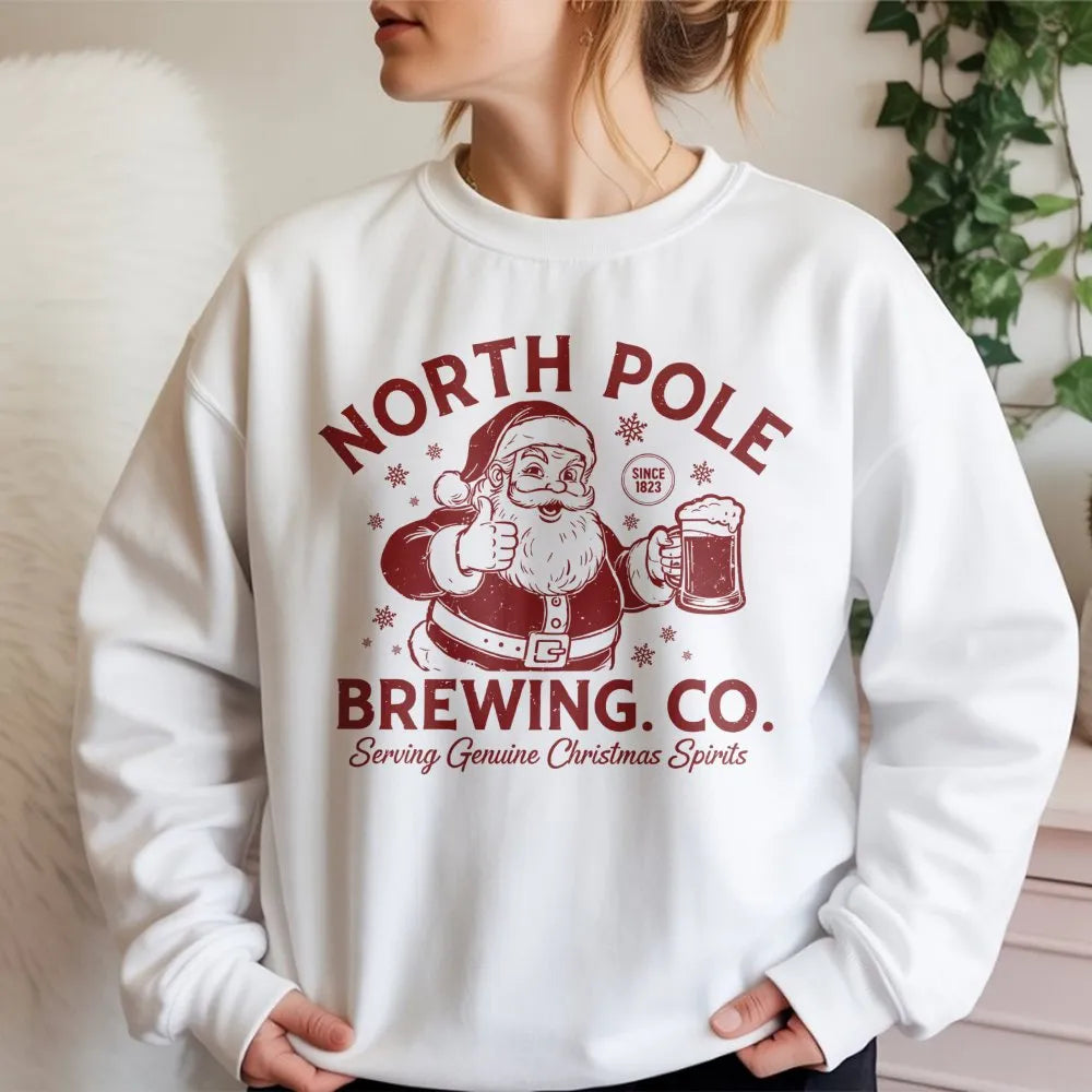 Vintage Santa Claus Beer Brewing Crewneck, North Pole Brewing Co Sweatshirt, Humorous Christmas Holiday Pullover, Xmas Beer L