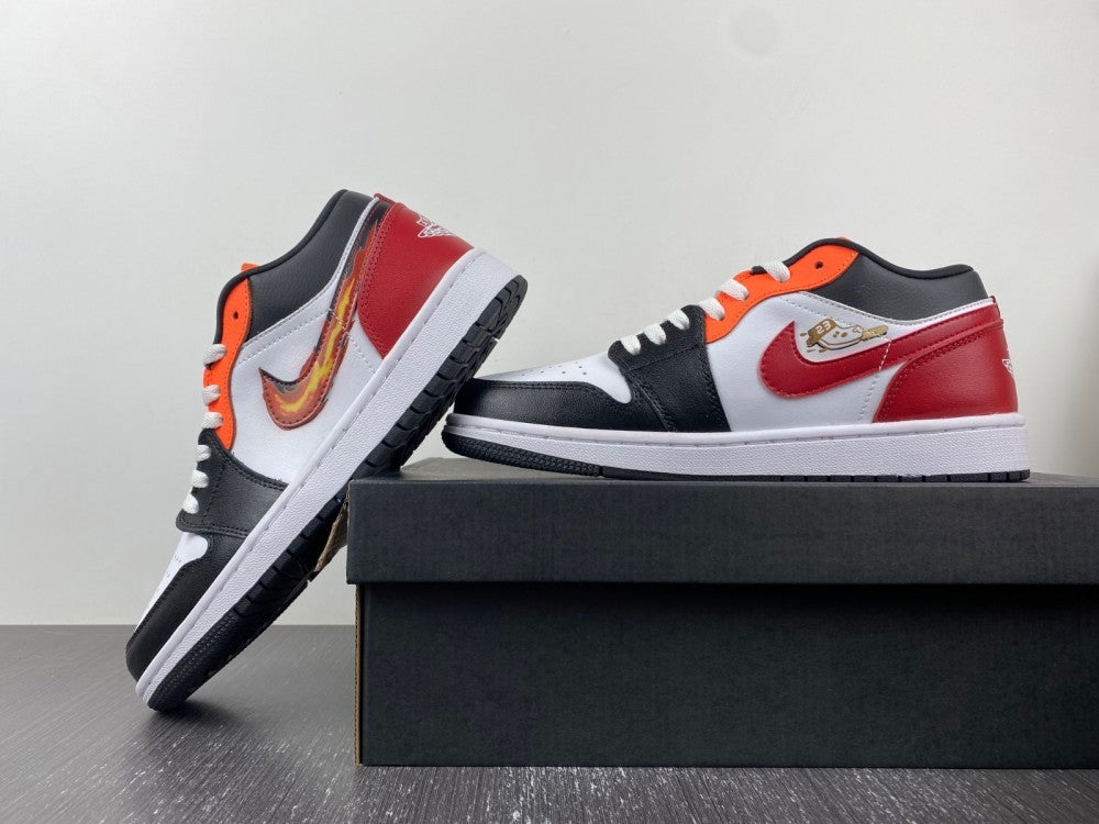 Low Top Sneakers, White Black Red Colorway, Lace Up Design, Casual Gift for Sneaker Fans