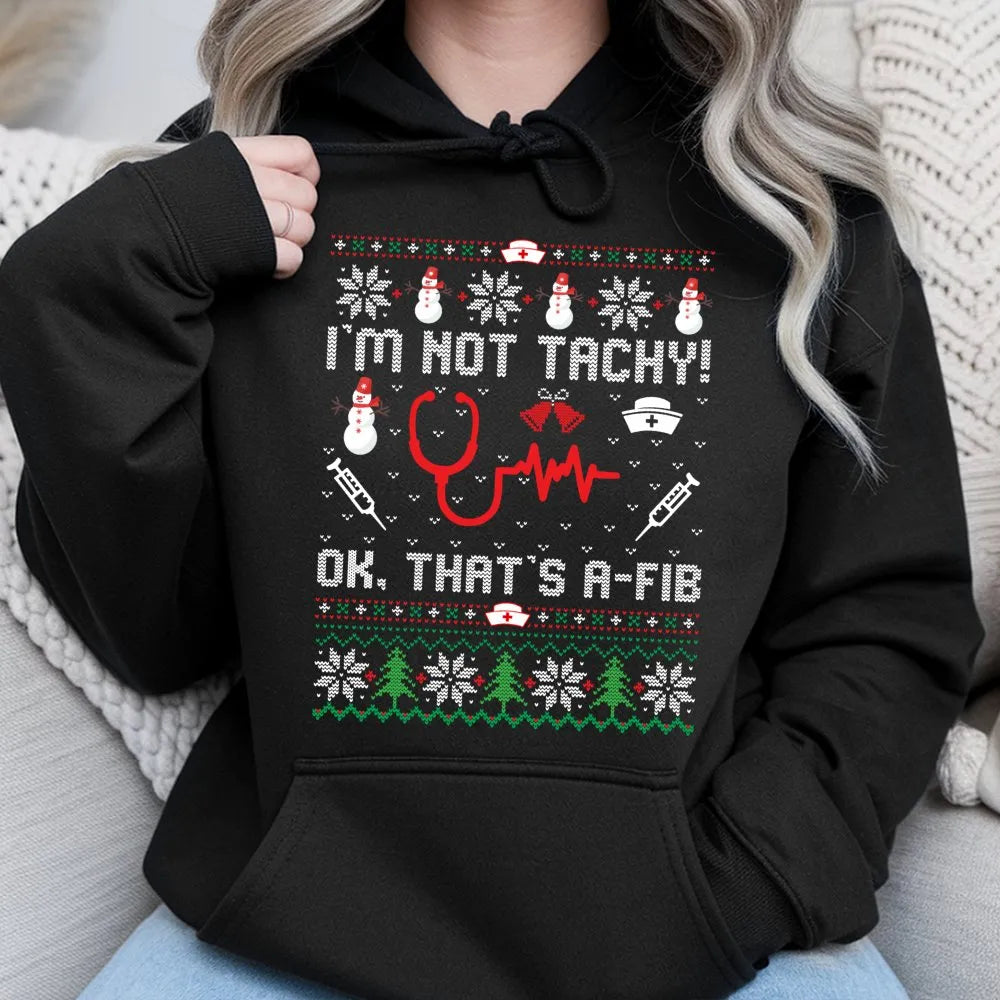 Humorous Medical Pun Christmas Hoodie, Nurse Christmas Hoodie, Ugly Sweater Nurse Holiday Hoodie, RN Healthcare Graphic Sweat