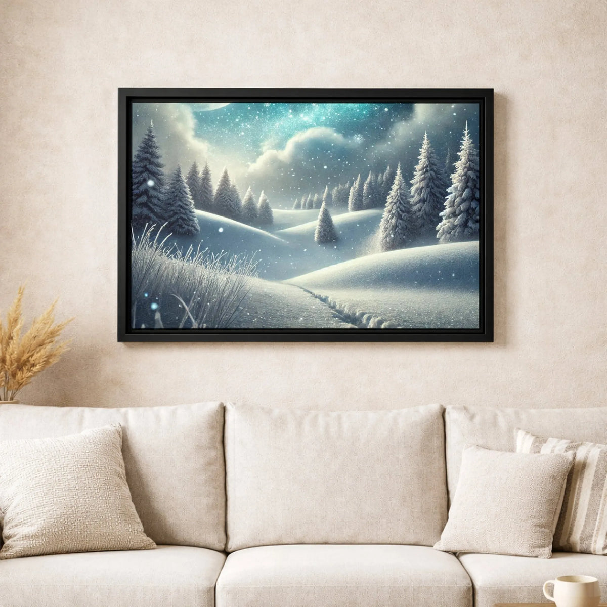 Snowy Pine Tree Landscape Canvas Print, Winter Forest Canvas Wall Art, Winter Nature Wall Decor, Rustic Holiday Canvas, Chris